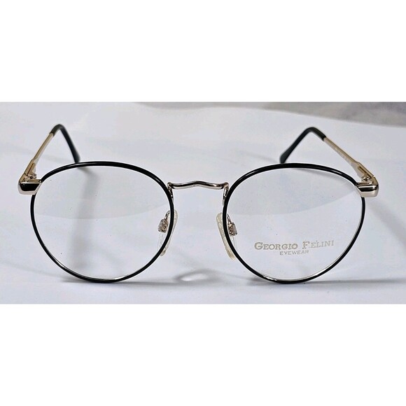 Georgio Felini Eyeglasses Unisex KO-17/FLEX 51-20 130 BLK/GLD ROUND DEMO LENSES - Picture 1 of 16